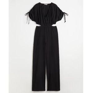 Wrap-over jumpsuit with cutouts